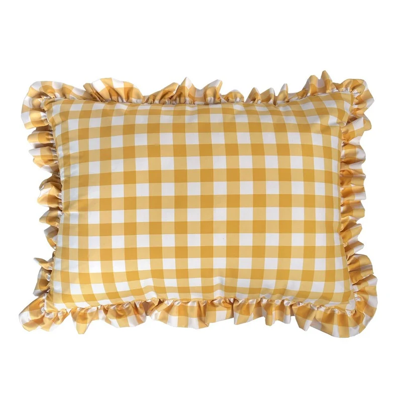 Funda cuadrante Infantil Vichy Amarillo con volante