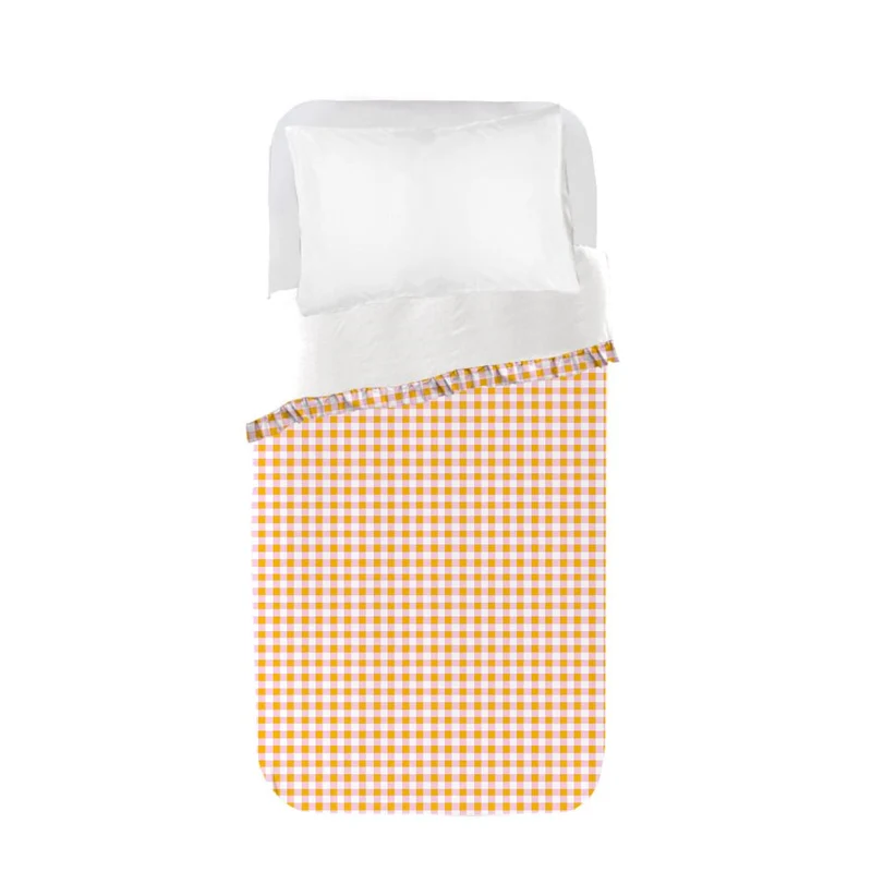 Funda nórdica Infantil Vichy Rosa Amarillo con volante