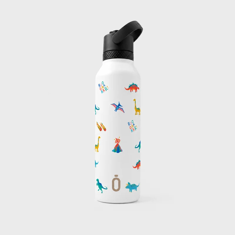 Botella de acero inoxidable y revestimiento cerámico dinosaurios Duno