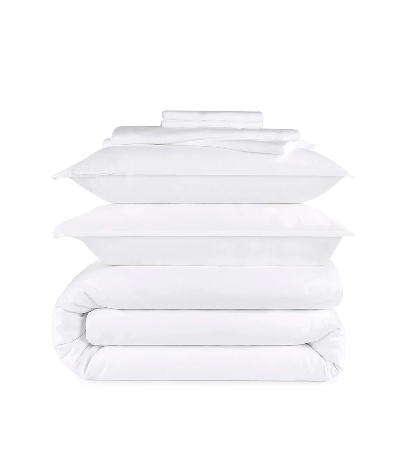 Pack : Funda nórdica blanco satén + Bajera blanco satén + funda de almohada extra blanco satén de regalo