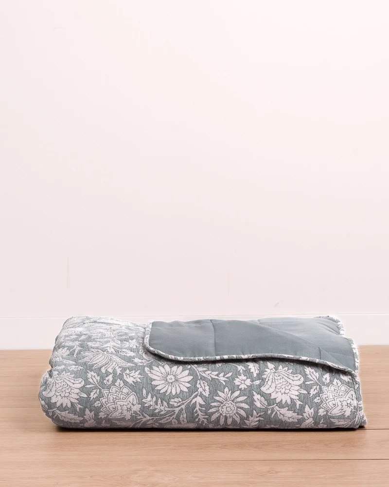 Colcha Jacquard Chenilla Mastella Verde Azulado