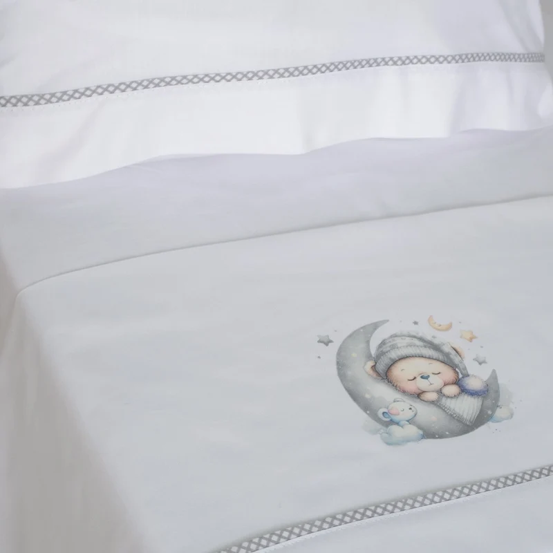 Juego de sábanas cuna 450 blanco/gris
