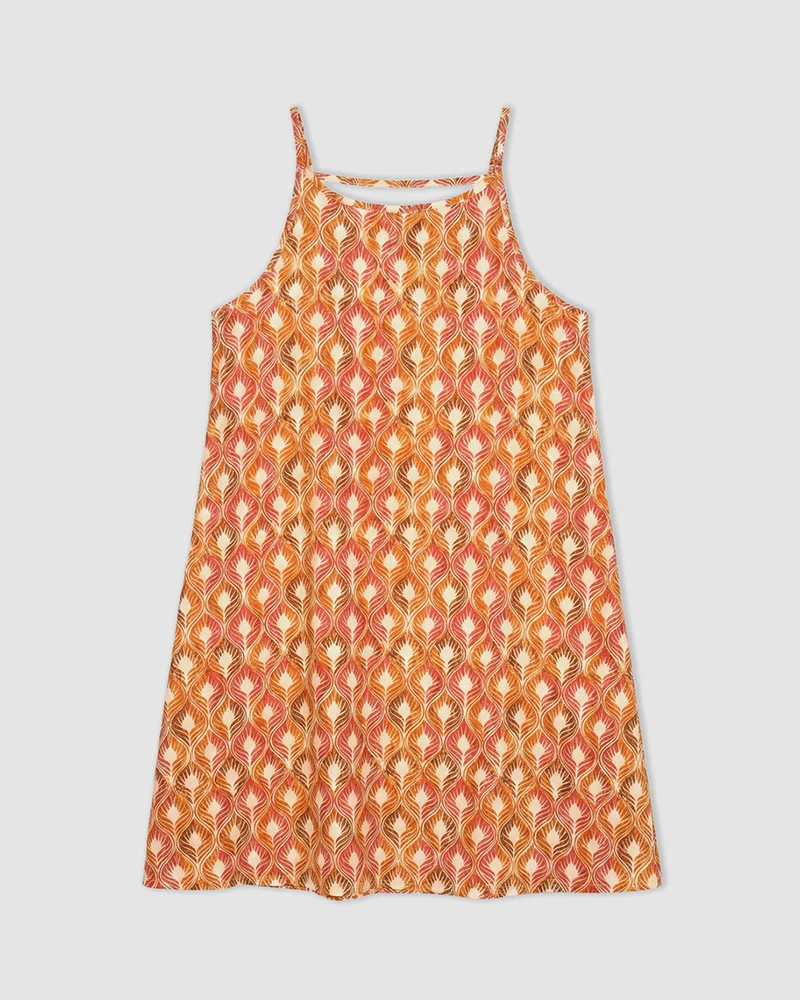 Camisón corto tirantes crepe lily naranja