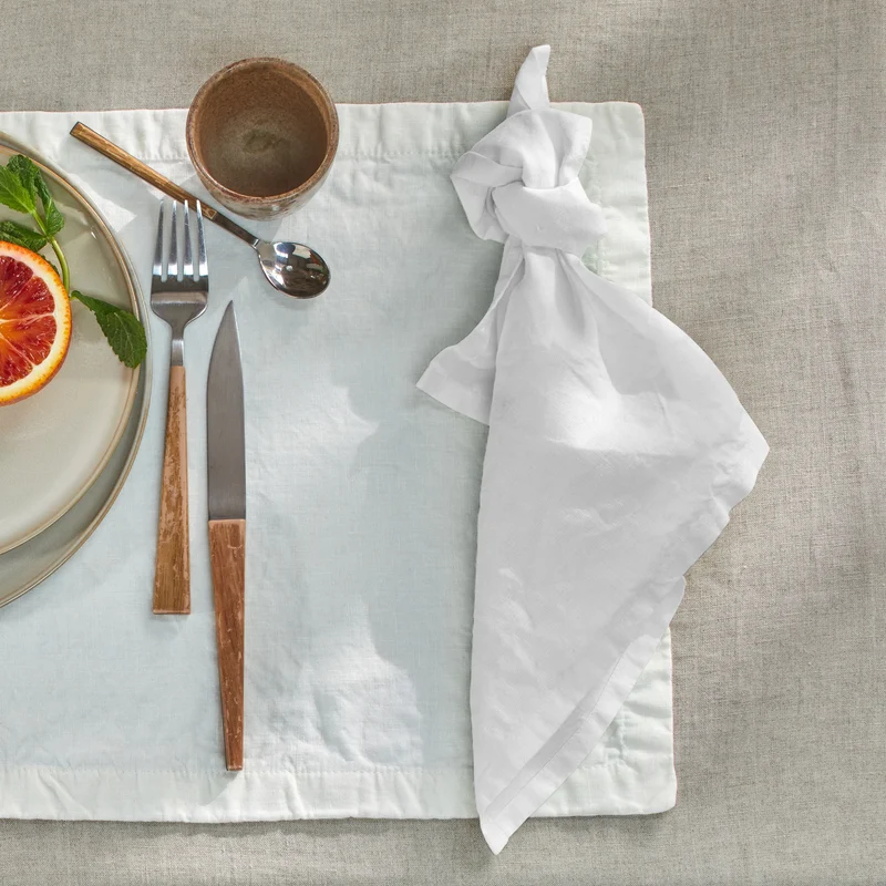 Servilletas de mesa de lino lavado blanco óptico