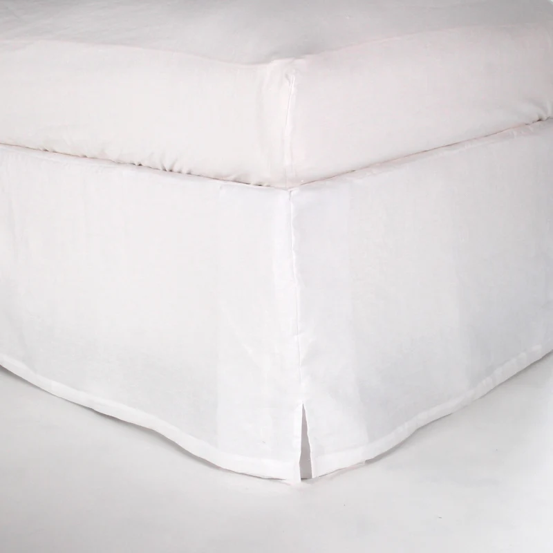 Cubre-sommier con esquinas cerradas de lino lavado blanco óptico