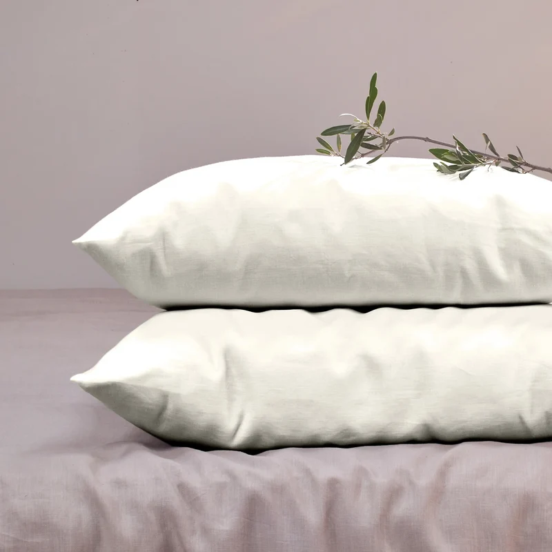 Lote de 2 fundas de almohada simples de lino marfil