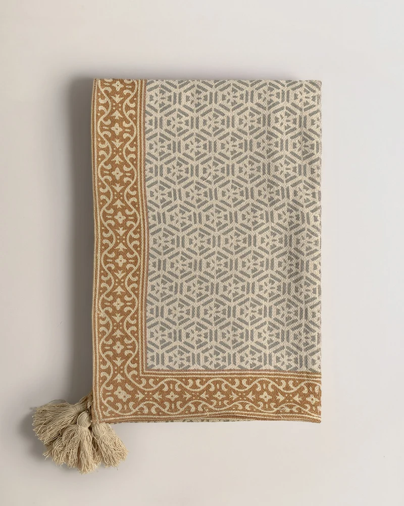 Plaid algodón persia ocre/verde seco