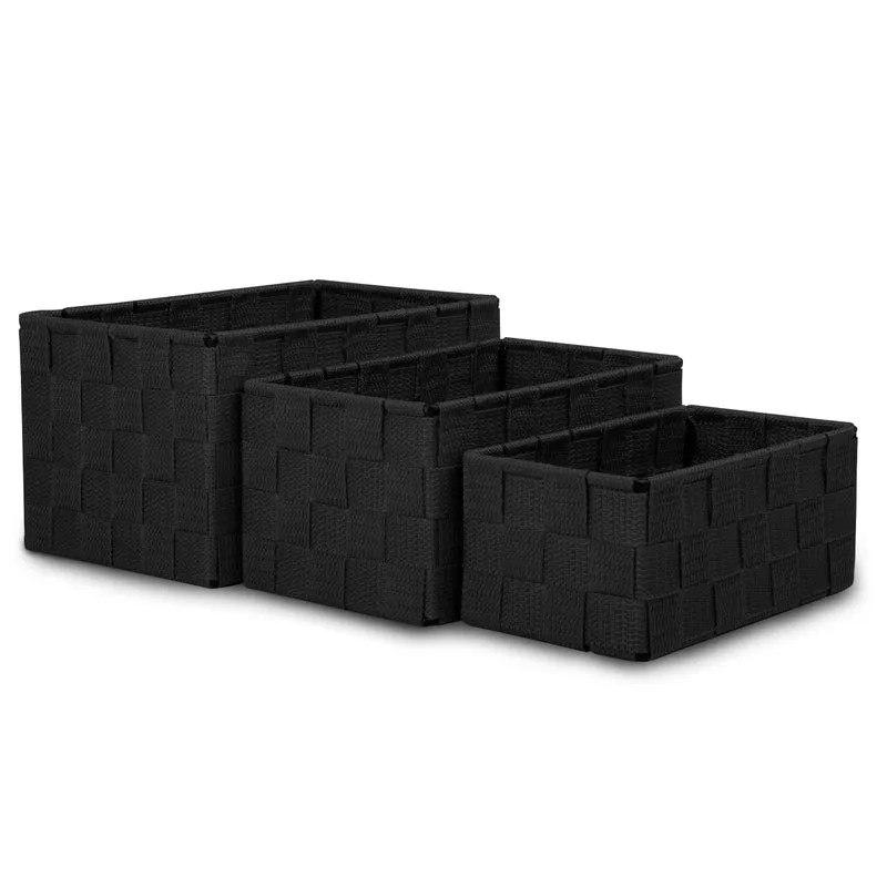 Pack de 3 Cajas de Almacenaje Decorativas- Negro
