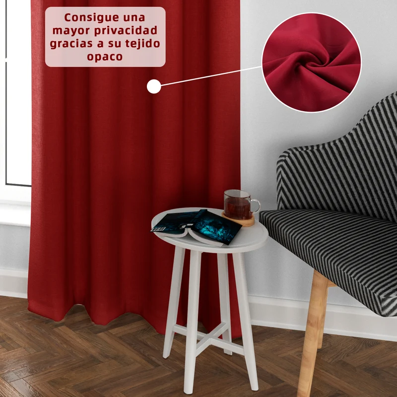 Cortinas Opacas, Blackout, Térmicas Aislantes del Frio y del Calor- Granate