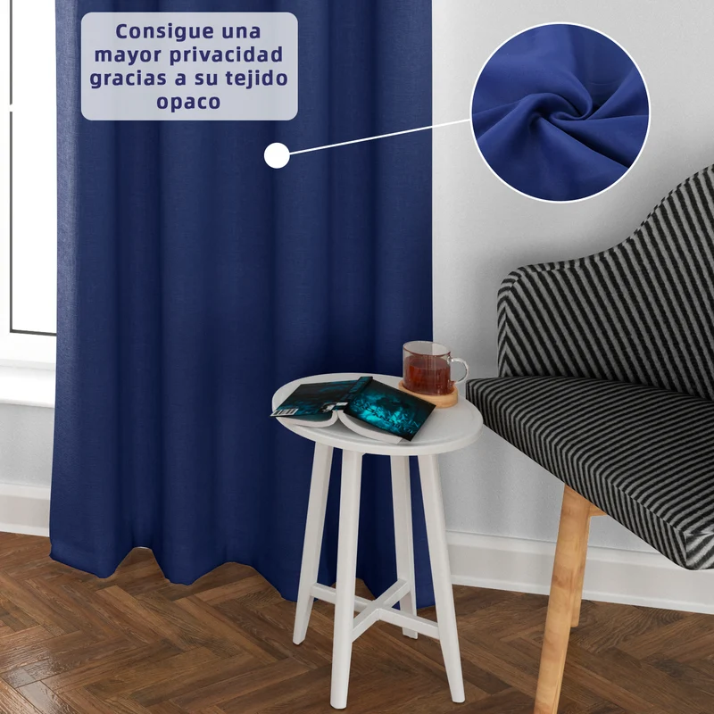 Cortinas Opacas, Blackout, Térmicas Aislantes del Frio y del Calor- Azul