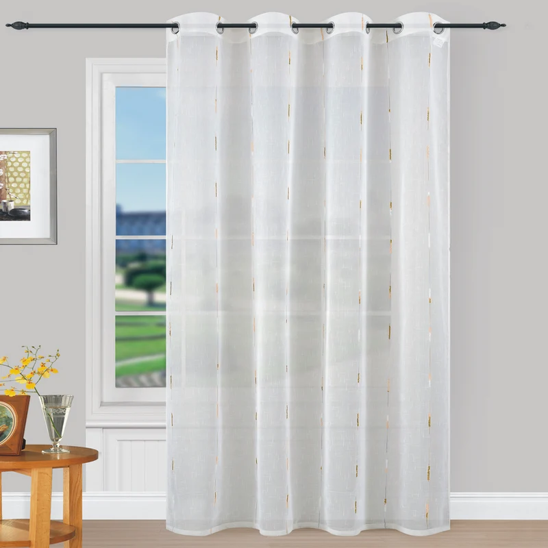 Cortinas Translúcidas Bordadas de un Visillo 2 Piezas- Camel