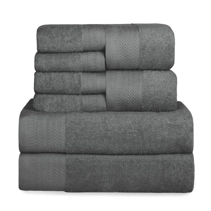 Juego de Toallas 100% Algodón de 500gsm.2Baño+2Mano+4Bide, Gris Oscuro