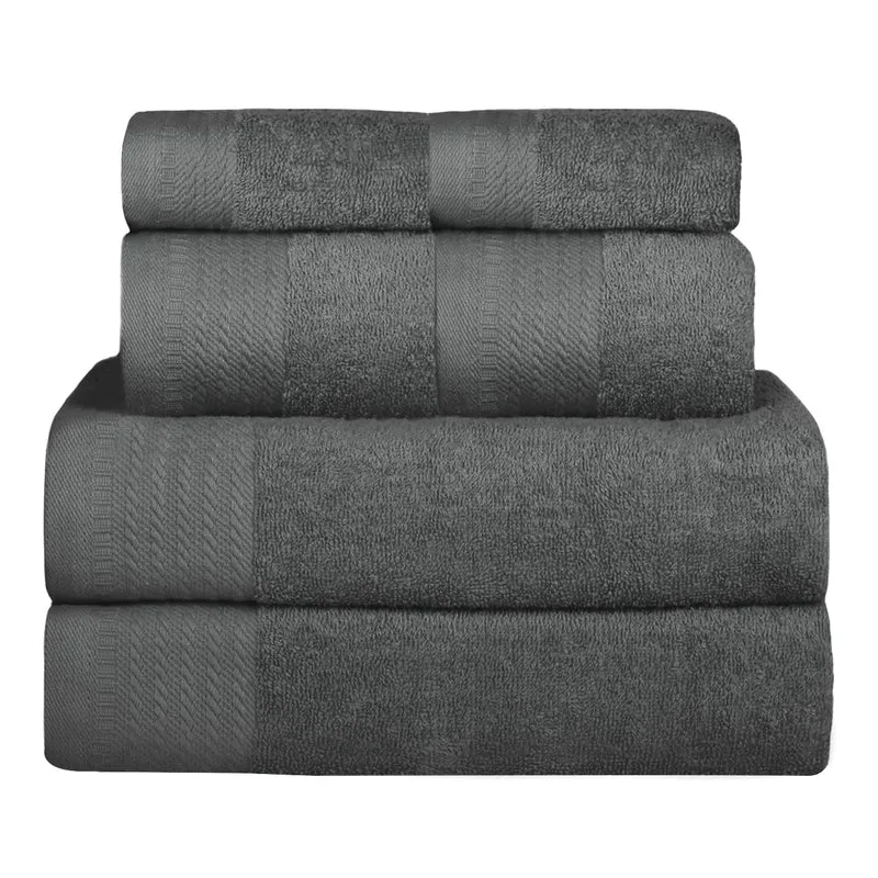 Juego de Toallas 100% Algodón de 500gsm.2Baño+2Mano+2Bide, Gris Oscuro