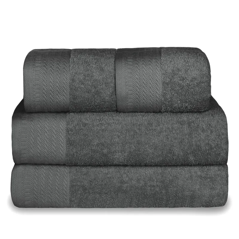 Juego de Toallas 100% Algodón de 500gsm. 2Baño+2Manos, Gris Oscuro