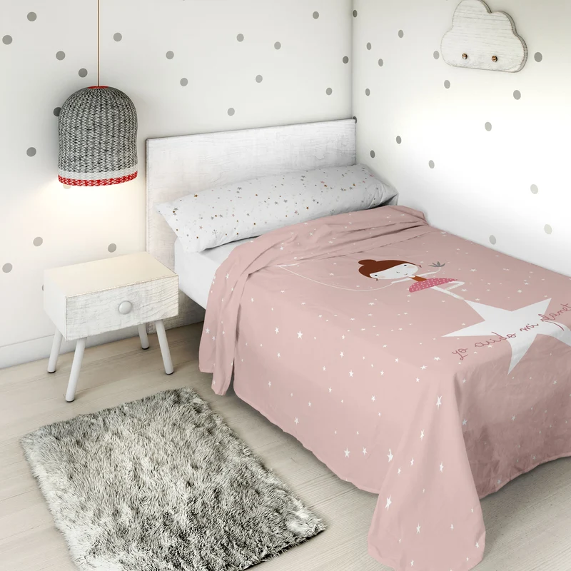 JUEGO SÁBANAS ESTAMPADAS INFANTIL BAILARINA 100% ALGODÓN