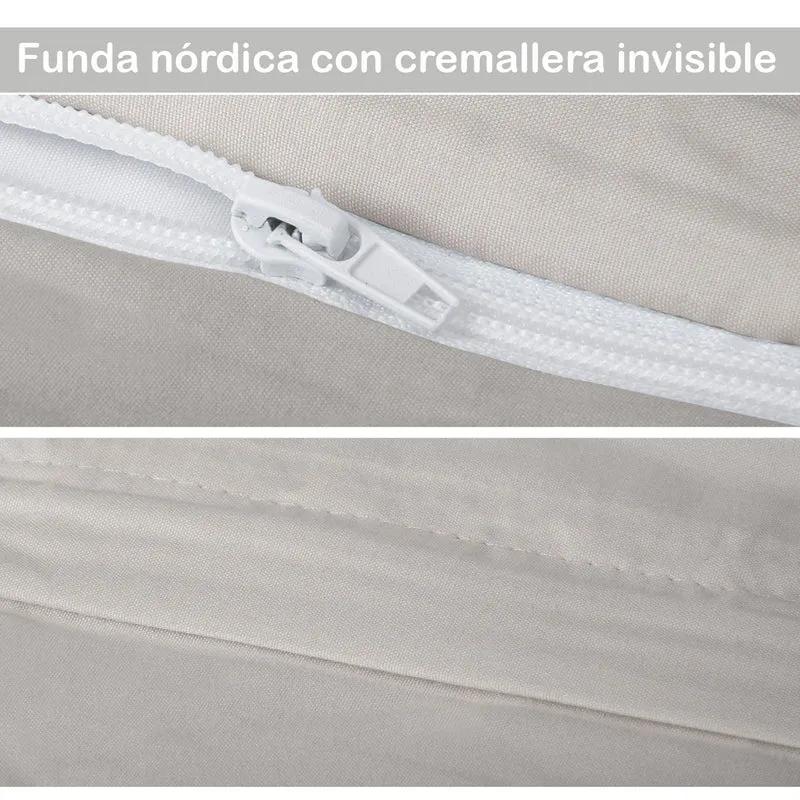 Juego de Funda Nórdica, 3 Piezas Cremallera Oculta - Espiral Beige
