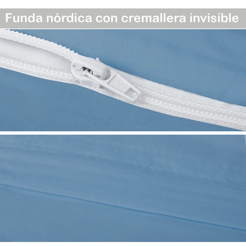 Juego de Funda Nórdica, 3 Piezas Cremallera Oculta - Círculos Gris Azulado