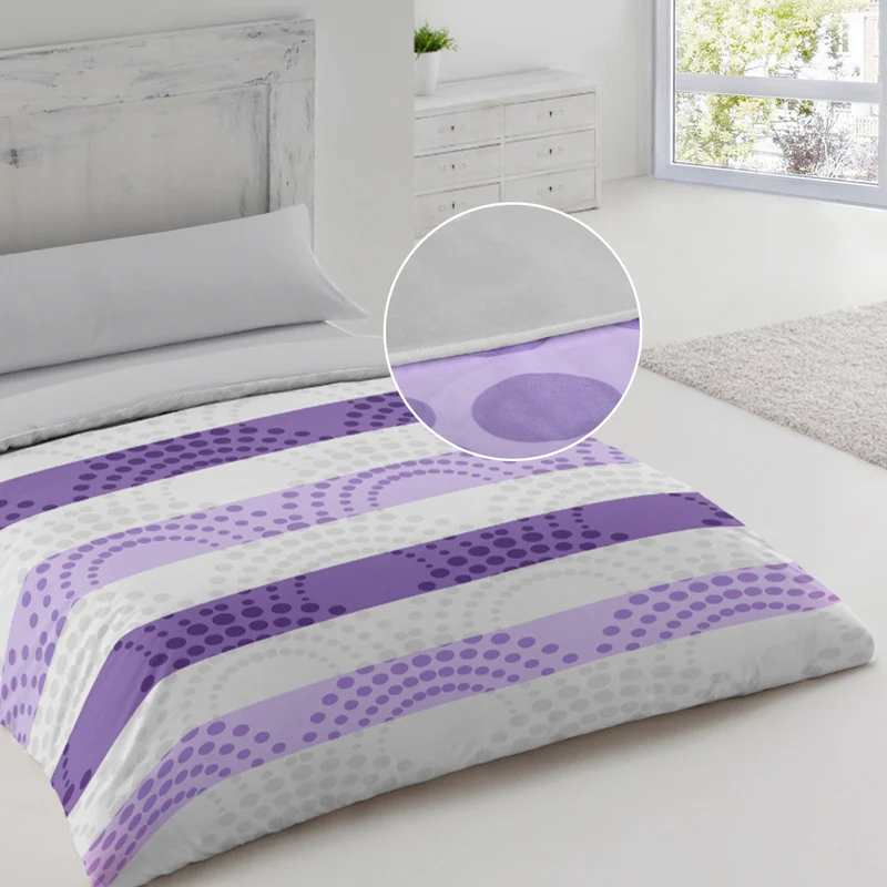 Juego de Funda Nórdica, 3 Piezas Cremallera Oculta - Círculos Lila