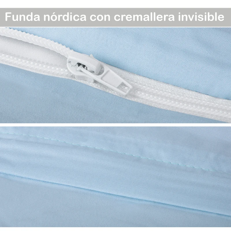 Juego de Funda Nórdica, 3 Piezas Cremallera Oculta - Espiral Azul