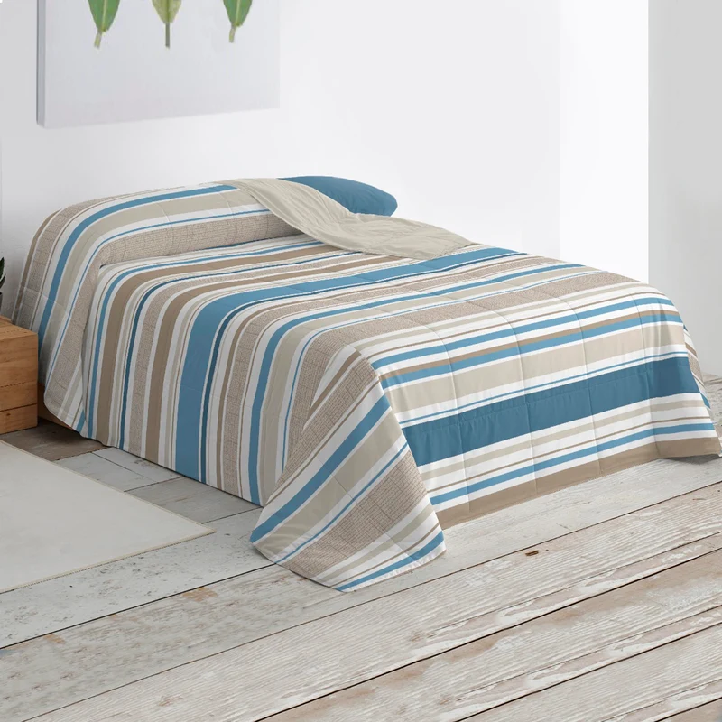 Edredón/Relleno Nórdico Estampado de Fibra Hueca 400 gr/m²- Rayas Azul