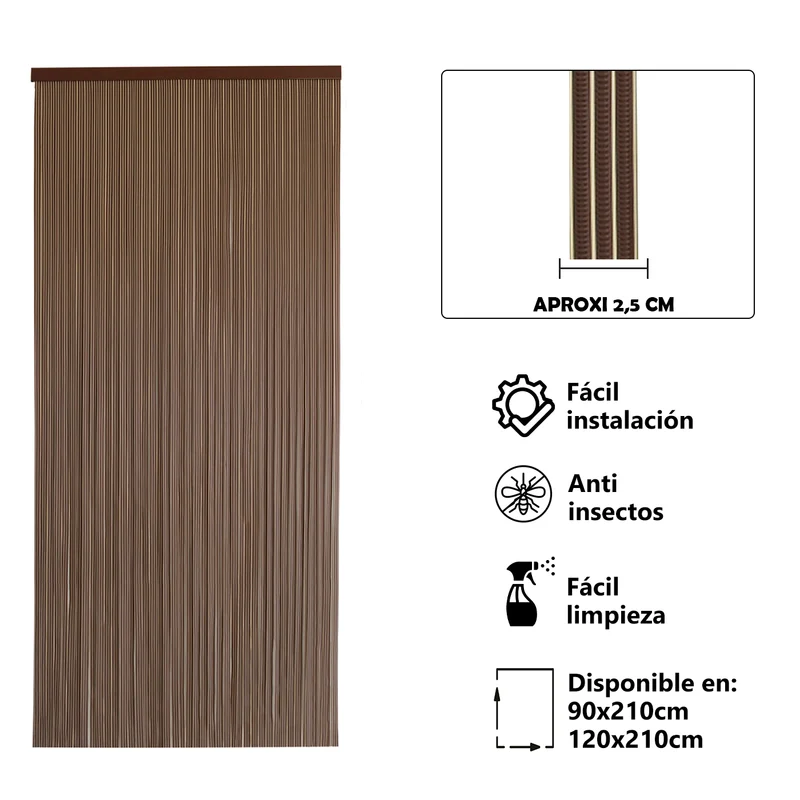 Cortina para Puerta Tiras PVC 210x120cm - Modelo Tosca - Marrón P18