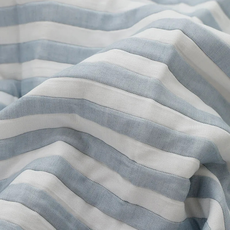 Colcha Jacquard Rayas Azul y Blanco – Estilo Fresco y Tacto Suave para Verano.