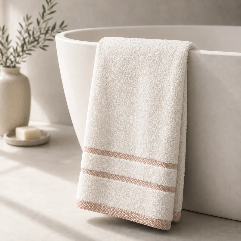 Toalla de Baño 70 x 140 cm Marvek 500 gr Rosa Blanco