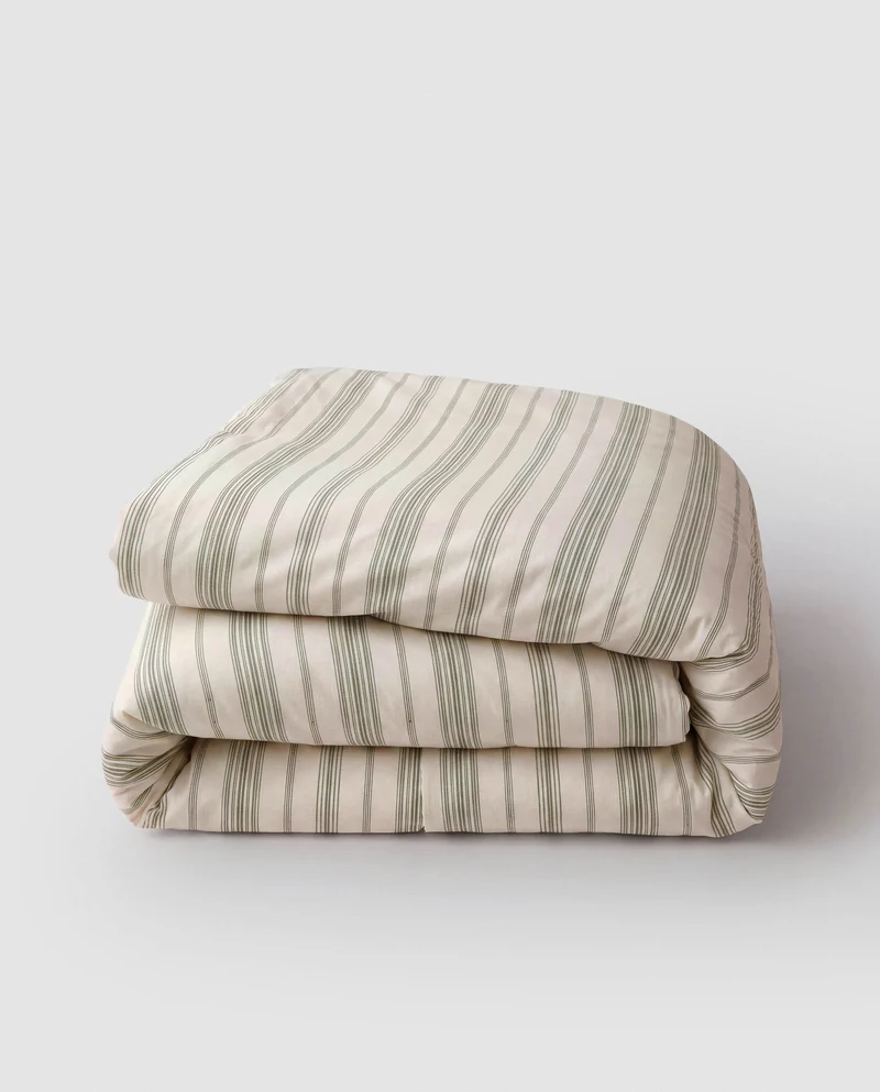 Funda nórdica algodón raya legua verde seco