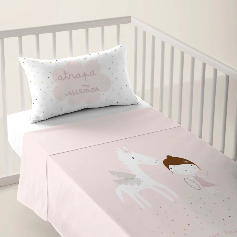 JUEGO DE SÁBANAS CUNA BEBÉ PEGASO MÁGICO A 100% ALGODÓN