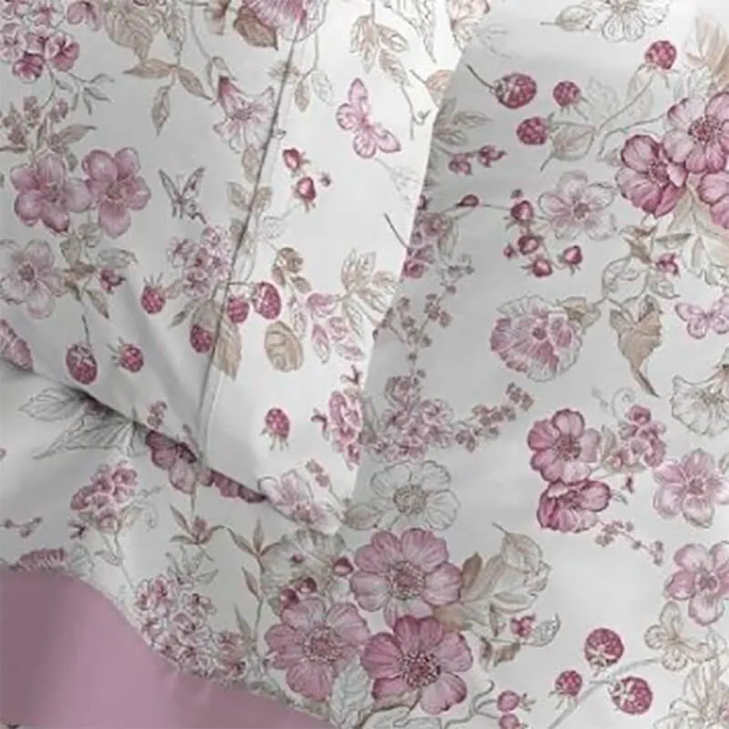 Juego de sábanas de flores rosas 100% algodón franela. Cálidas y suaves.