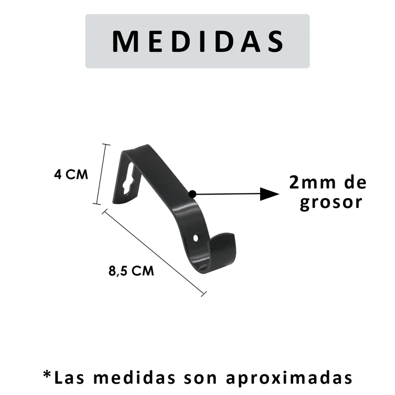 Soportes de Barra de Cortina para Barra de Ø 16-20mm- Metal Negro