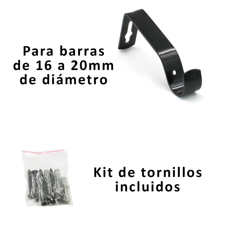 Soportes de Barra de Cortina para Barra de Ø 16-20mm- Metal Negro