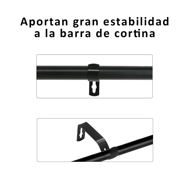 Soportes de Barra de Cortina para Barra de Ø 16-20mm- Metal Negro