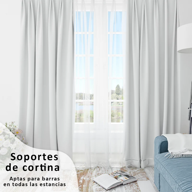 Soportes de Barra de Cortina para Barra de Ø 16-20mm- Metal Negro