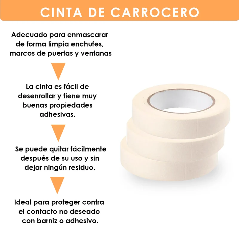 Cinta de carrocero para pintar y enmascarar. Disponible en pack de 6-18/24mm x20m.