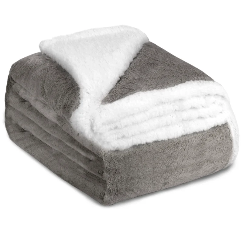 Manta Borreguito Sherpa Reversible 220x240 Extra Suave- Marrón
