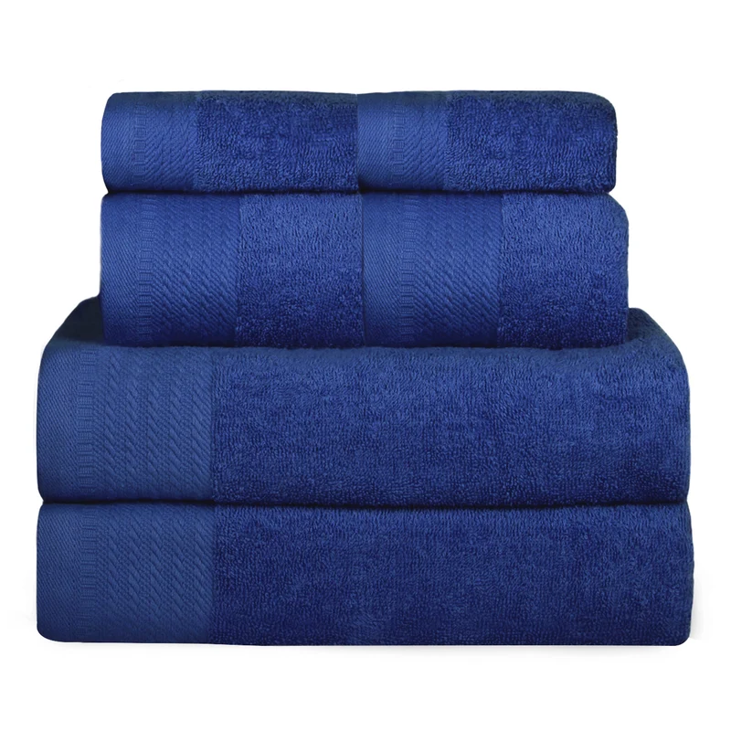 Juego de Toallas 100% Algodón de 500gsm.2Baño+2Mano+2Bide, Azul Marino