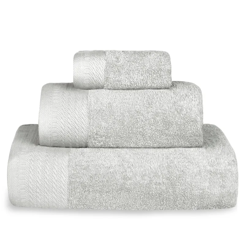 Juego de Toallas 100% Algodón de 500gsm.1Baño+1Mano+1Bide, Gris Claro