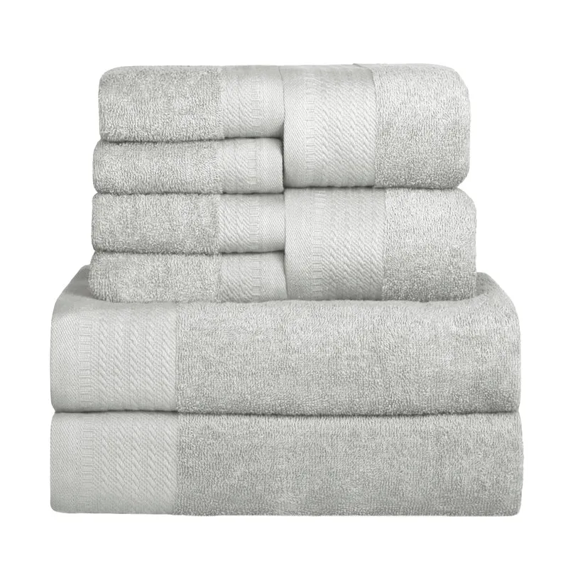 Juego de Toallas 100% Algodón de 500gsm.2Baño+2Mano+4Bide, Gris Claro