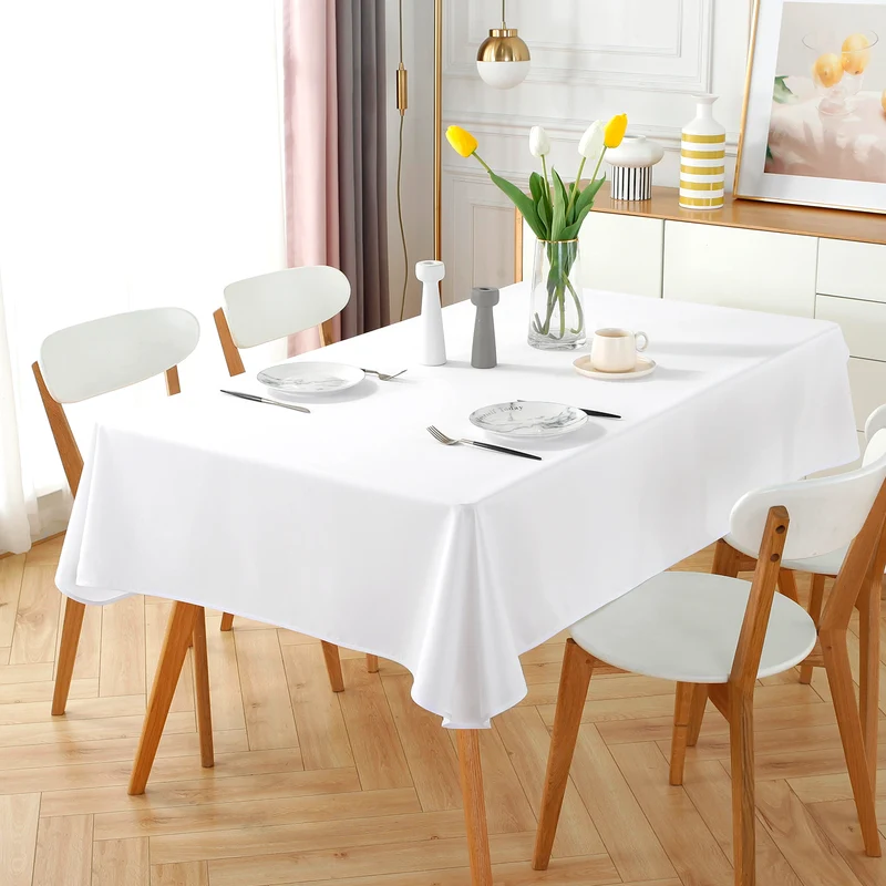 Mantel Antimanchas, Rectangular, Resistente, Impermeable- Blanco