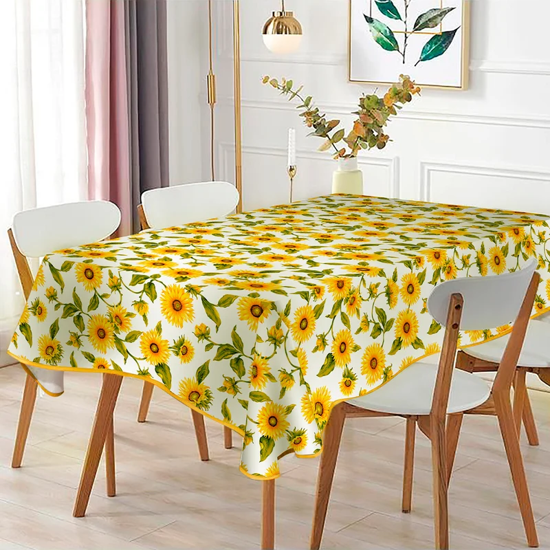 Mantel Antimanchas, Rectangular, Resistente, Impermeable- Girasoles