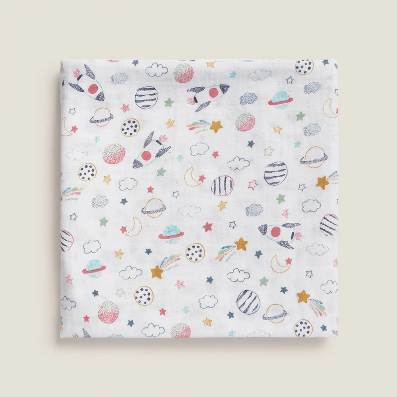 Muselina de algodón con estampado de planetas Planetis