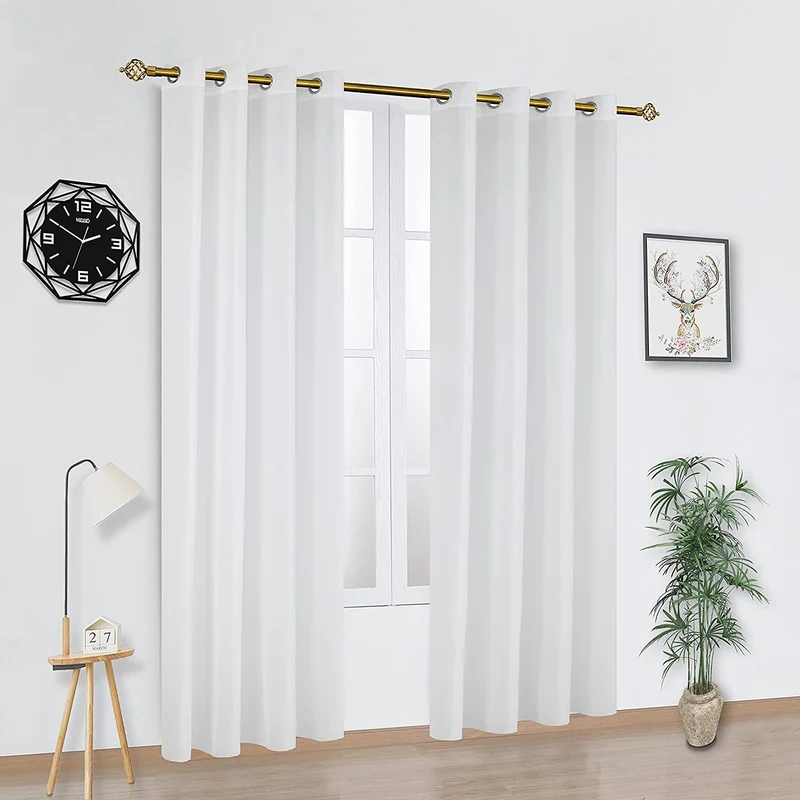 Cortina Salón Dormitorio Translucido de Gasa Estampado - Visillo Estampado Tejido de Gasa Beige para Salón Dormitorio