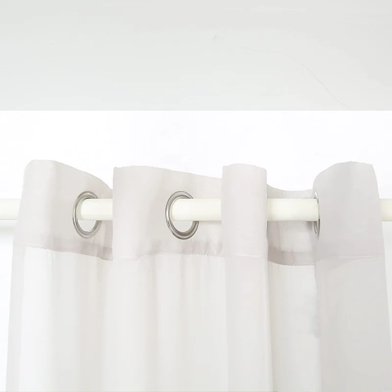Cortina Salón Dormitorio Translucido de Gasa Estampado - Visillo Estampado Tejido de Gasa Beige para Salón Dormitorio