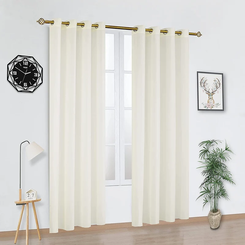 Cortina Salón Dormitorio Translucido de Gasa Estampado - Visillo Estampado Tejido de Gasa Beige para Salón Dormitorio