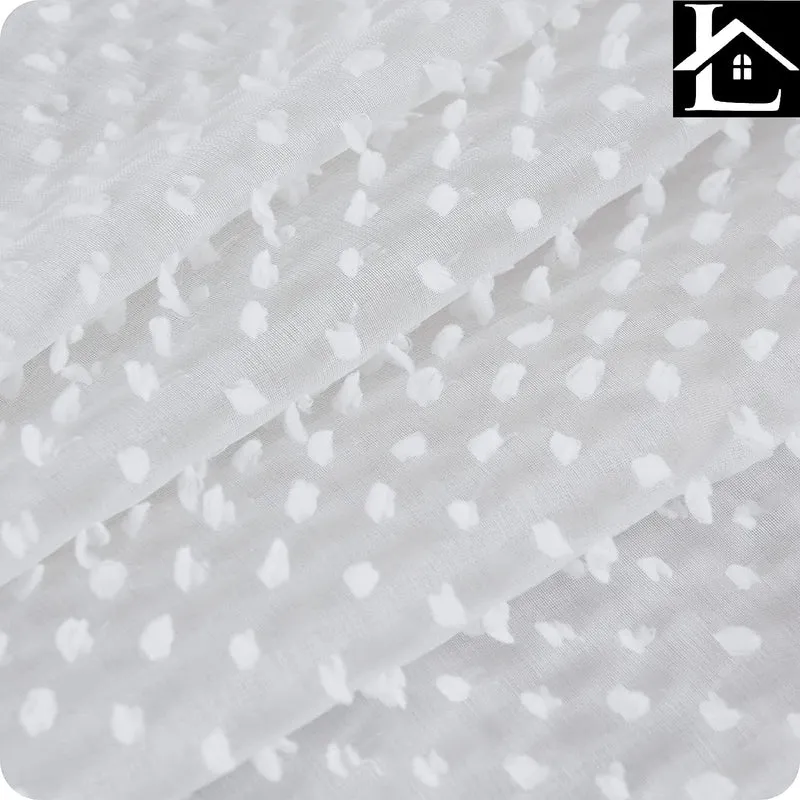 Cortina Sálon Dormitorio Translúcida con Diseño de Pompones levantados para Ventana Cocina Comedor 140x260cm Blanco
