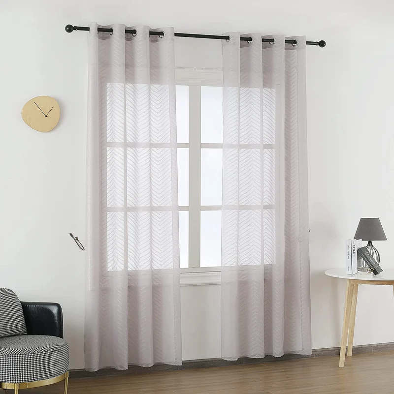 Cortina Salón Dormitorio Translñucido con diseño de Onduladas - Visillos Transparente 140x260cm para Salón Dormitorio Sala