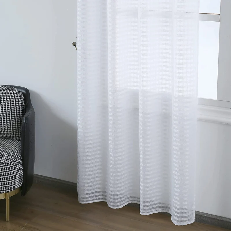 Cortina Salón Dormirotio Translúcido con diseño de Cuadrado - Visillos Transparente 140x260cm para Salón Dormitorio