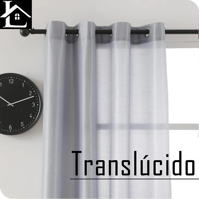 Cortina Salón Dormitorio Translúcido Tejido imitación Doble Palacio - Cortina Visillo Liso Suave de 140x260cm