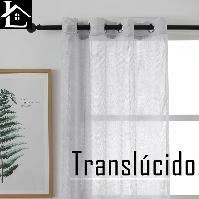 Cortina Salón Dormiorio Translúcido Tejido de Rejilla - Visillo para Ventana Cocina Comedor 140x260cm